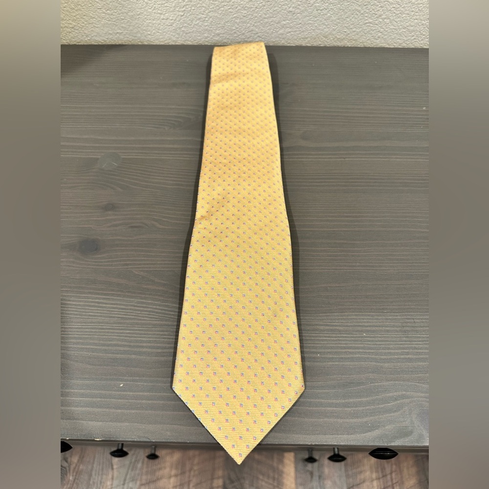 Brooks Brothers Yellow Silk Tie with Small Dot Pattern